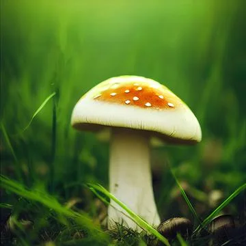 Fly agaric red and white poisonous mushroom or grebe background in the forest Stock Illustration