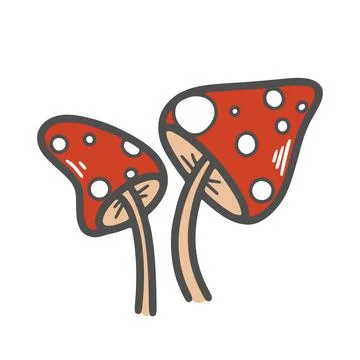 Fly agarics hand drawn simple isolated illustration Stock Illustration