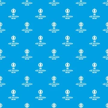 Fly air balloon pattern vector seamless blue Stock Illustration