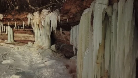 Fly along icefalls Video stock 100126356