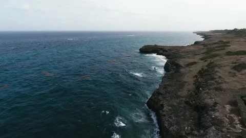 Fly along ocean clifts Stock Footage 220537459