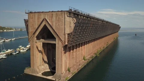 Fly along ore dock Stock Footage 100127304