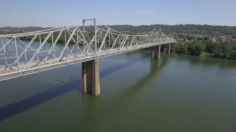 Fly by of the Ambridge Aliquippa Bridge Stock Footage 71272489