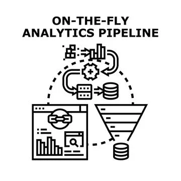 On the fly analytics pipeline data processing concept Stock Illustration