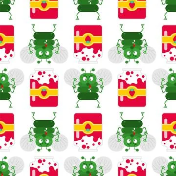 Fly and jam pattern seamless. Fly eats confiture background Stock Illustration