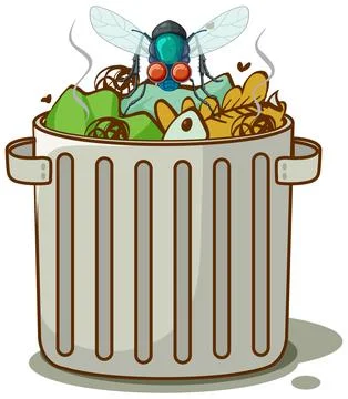 Fly and trash cartoon Stock Illustration