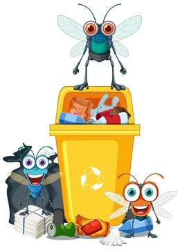 Fly and trash cartoon Stock Illustration