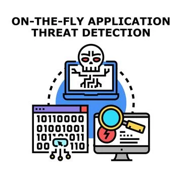 On the fly application threat detection concept Stock Illustration