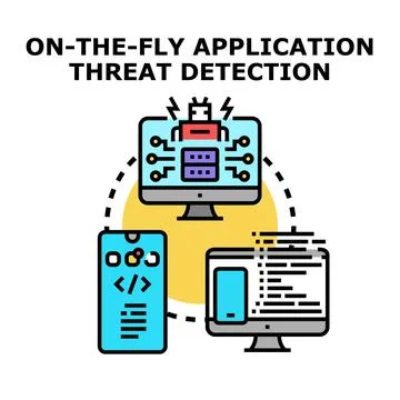 On the fly application threat detection concept illustration 스톡 일러스트