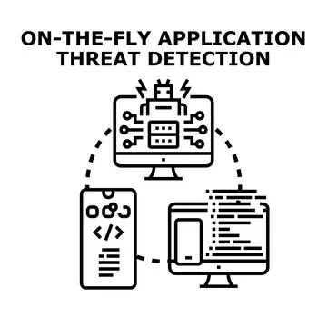On the fly application threat detection concept illustration Stock Illustration