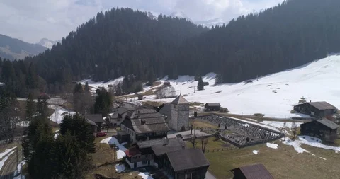 Fly approach Vers l'Eglise - Aerial 4K Stock Footage 106295226