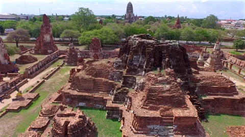 Fly around ancient ruined temple Stock Footage 53314635