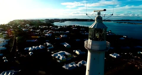 Fly around Bermuda lighthouse Stock Footage 219008053