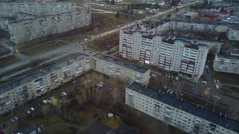 Fly around house in small town  Stock Footage 74428653