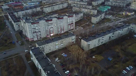 Fly around house in small town Stock Footage 74428721
