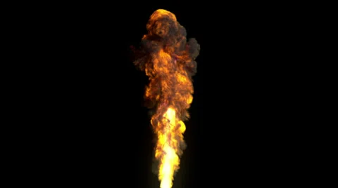 Fly around huge fire explosion, time freeze, seamless loop with alpha Stock Footage 29672913