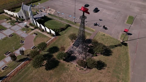 Fly around Paris, TX Eiffel Tower replica on a sunny day. Video stock 217179073