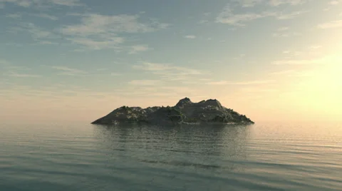 Fly around small isolated island Stock Footage 31820704
