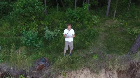  Fly away from fisherman Video stock 59168614