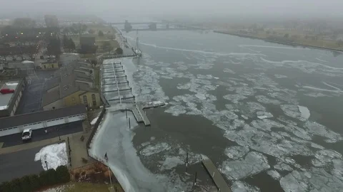 Fly back over river Stock Footage 72505069