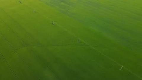 Fly Back Perspective Reveal Beautiful Colorful Sunset Warm Field Agriculture Stock Footage 274138177