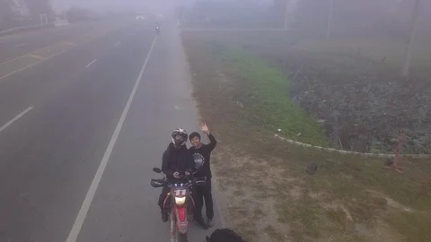 Fly up back ward in to cloud in chiang mai Stock Footage 100984312