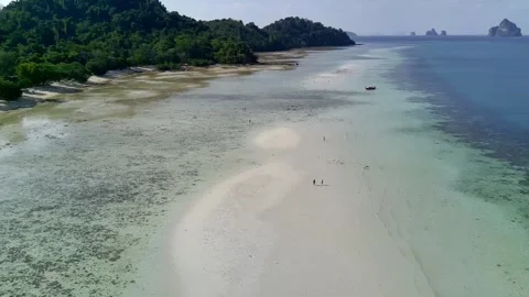Fly backward drone shot of Koh Kradan beach in Andaman sea, Trang, Stock Footage 272717852