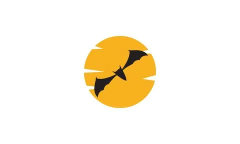 Fly bat with sunset logo symbol vector icon illustration graphic design Stock Illustration