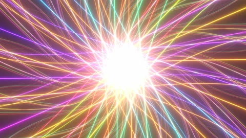 Fly in Beautiful Rainbow Neon Light Tunnel Fractal Curves Glowing Stock Footage 136750963