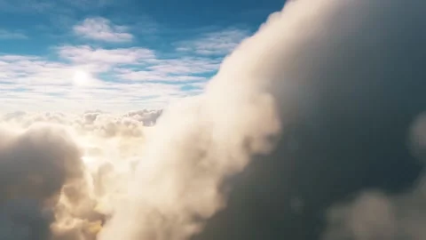 Fly between and through clouds. A journey above the ocean and the clouds Stock Footage 157071220