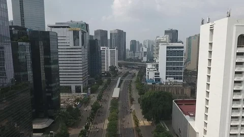 Fly Between Jakarta's Buildings Stock Footage 82292197
