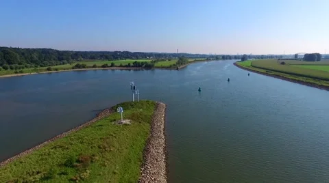 FLy with the birds above the River Stock Footage 54601692