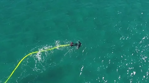 Fly boarding near the beach. Stock Footage 76694086