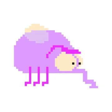 Fly bug pixel art. Flying insect 8 bit. Vector illustration Stock Illustration