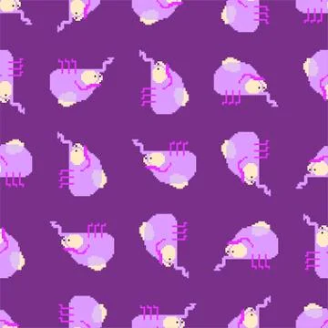 Fly bug pixel art pattern seamless. Flying insect 8 bit. Vector background イラスト素材