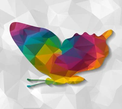Fly butterfly low poly Stock Illustration