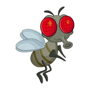 Fly cartoon character vector design isolated on white background Illustrazione stock