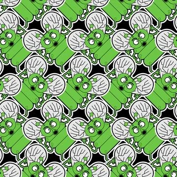 Fly cartoon pattern seamless. horsefly, gadfly background Stock Illustration
