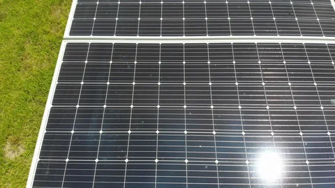 Fly-by close-up of solar panels Stock Footage 129765039