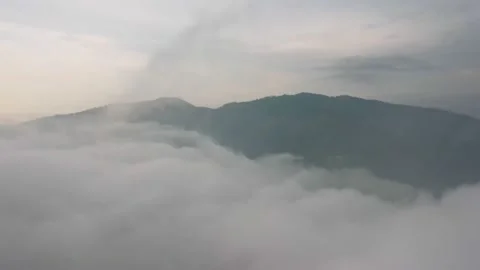 Fly on the clouds with the morning sun Clouds move gently in the sky and sun  Stock Footage 153534841