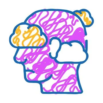 Fly in clouds neurosis icon doodle illustration Stock Illustration