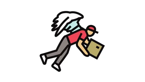 Fly courier color icon animation Stock Footage 326101046