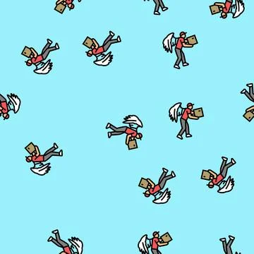 Fly courier vector seamless pattern Stock Illustration