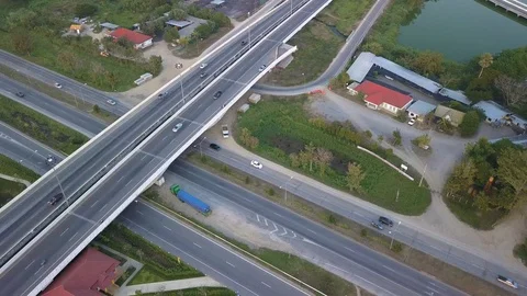 Fly curve to see an intersection at Chiang Mai, Thailand Stock Footage 101653629