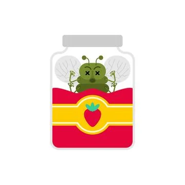 Fly died in jar of jam. Vector illustration Stock Illustration