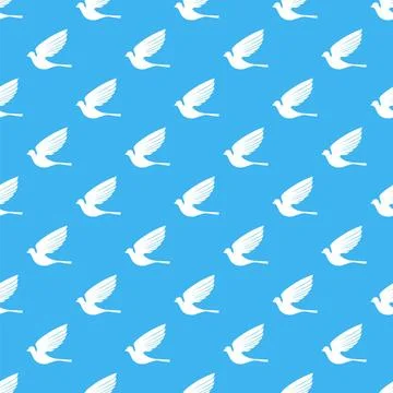 Fly Dove Bird Seamless Pattern Fly Dove Seamless Pattern. Blue Bird Backgr... Stock Photos