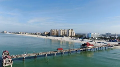Fly down clearwater peir Stock Footage 101183502