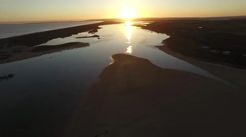 Fly down the Coorong River Murray Stock Footage 52712089