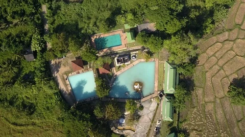 Fly down to the hot spring at Mae Hong Son, Thailand Stock Footage 101284699