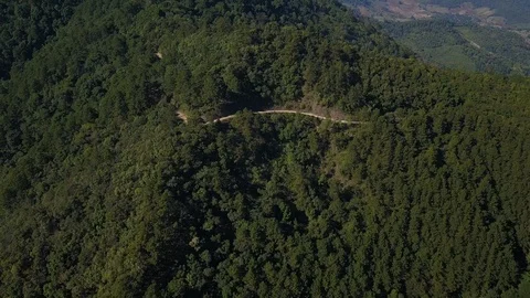 Fly down to the mountain at Mae Hong Son, Thailand Stock Footage 101275923